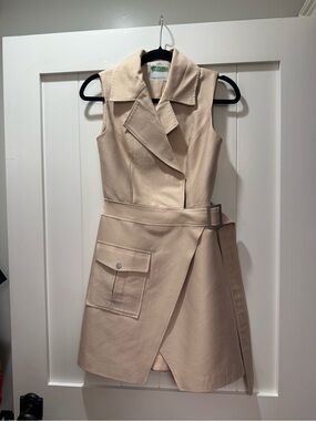 C/MEO Collective Sleeveless Beige Trench Wrap Dress